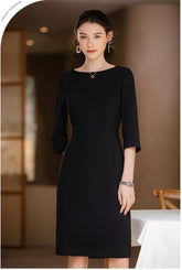Classic Noir Elegance Midi Dress